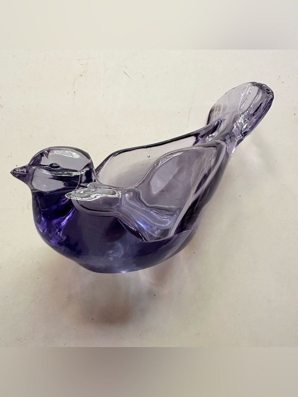 Vintage Fenton Purple/Lavender Glass Bird Dove Trinket Dish Candle Holder